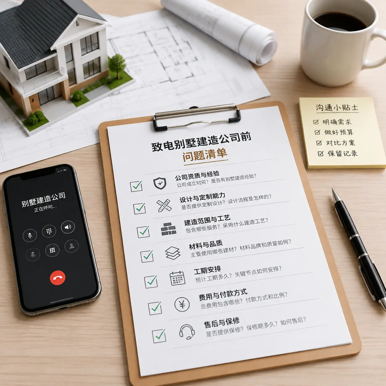 在乌当拨打别墅建造公司电话前的准备工作